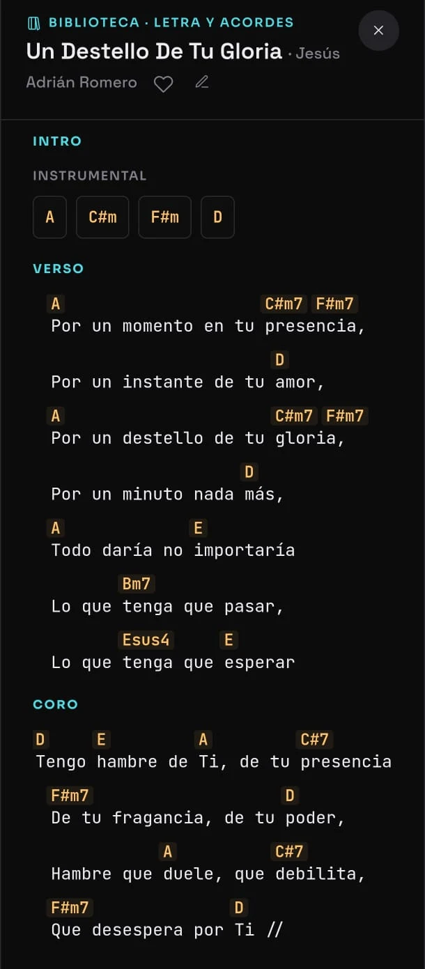 Un Destello De Tu Gloria: letra y acordes en Atutono
