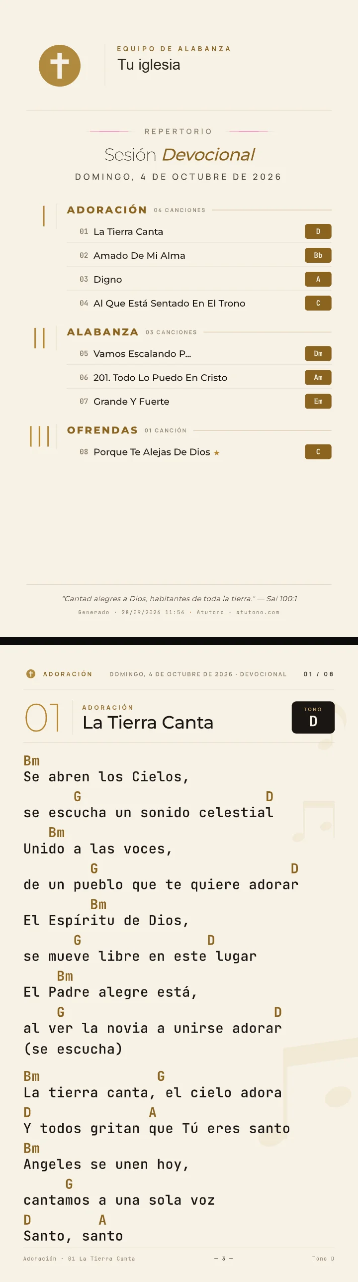 PDF de la sesión: repertorio y letra con acordes
